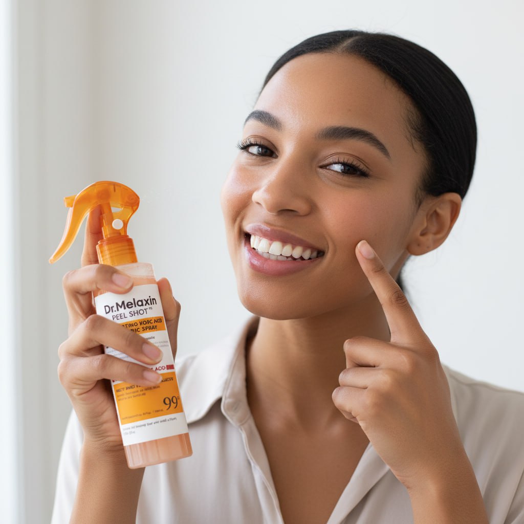 Dr. Melaxin Body Keratin Care Spray, Kojic Acid & Turmeric, AHA/PHA Exfoliating Body Peel, Brightening & Smoothing Solution for All Skin Types, 200ml